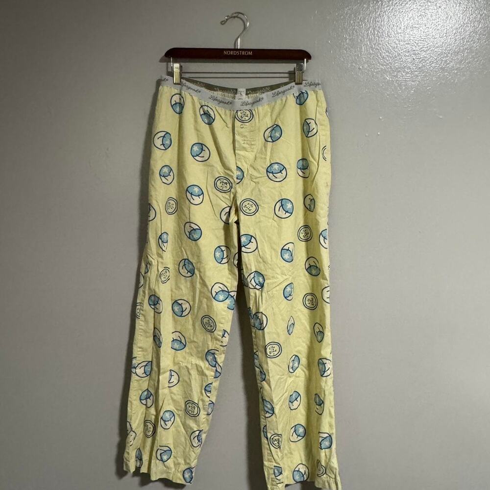 Life Is Good vintage y2k blue and yellow cartoon long pajama pants womens large